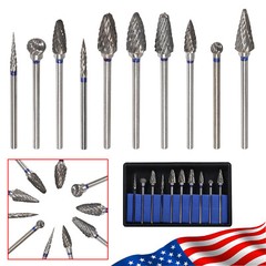 10 Pcs Dental Lab Polishing Bur Drills Tungsten Steel Carbide Burs Burrs 2.35MM