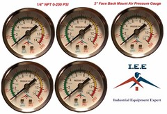 New 5 Pack 1/4″ 200 PSI Air Compressor Pressure/Hydraulic Gauge Back Mount Gauge