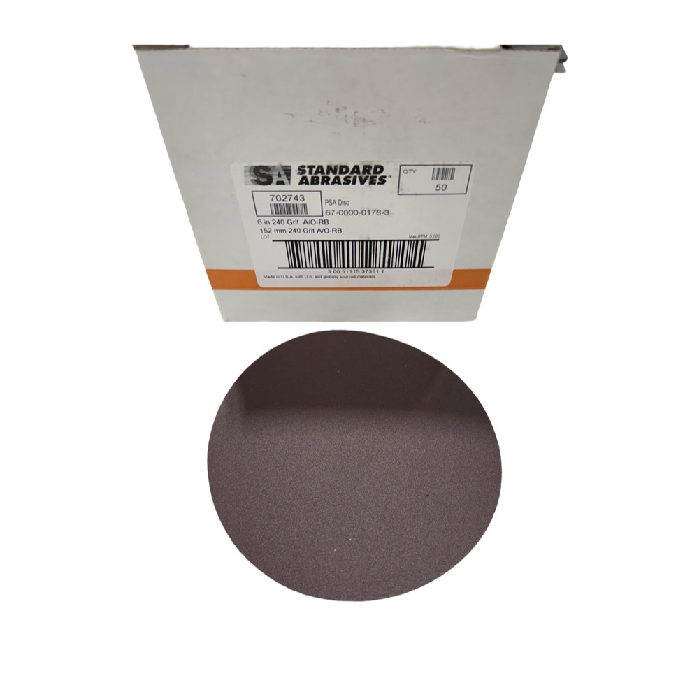 Standard Abrasives 6″ PSA Disc 240 Grit Aluminum Oxide 50 Pack
