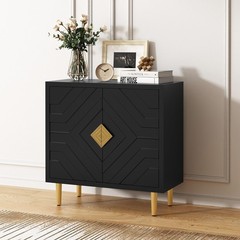 Sideboard Buffet Cabinet 2 Doors Embossed Pattern Living Room Kitchen Dining