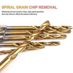 32pcs 1/4” Hex Shank Titanium Coated HSS Steel DRILL BIT Set Metal Wood Plastic