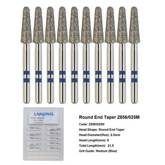 Dental Zirconia Cutting Bur Diamond Burs Round End Taper Z856 Friction Grip FG