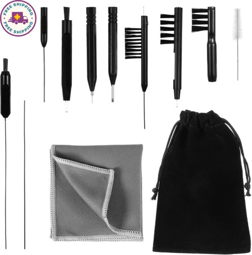 12 PCS Hearing Aid Cleaning Kithearing Tools Ear Cleaner Black
