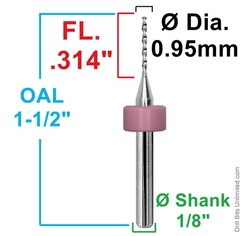 #63 / 0.95mm (0.037) Solid Carbide Drill Bit –10 Pack – CNC Factory Resharpened