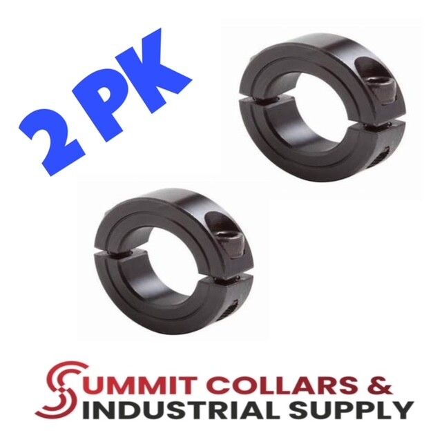 1/2” ID DOUBLE SPLIT STEEL NEW CLAMPING SHAFT COLLAR BLACK OXIDE PKG 2