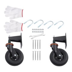 2 Pcs Gate Casters 8″ Heavy Duty (Straight/U-Bolt) Spring-Loaded 600Lbs Caster