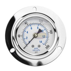2.5″ Liquid Filled Pressure Gauge 0-200 PSI 1/4″ NPT CBM Panel Flush Mount