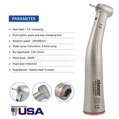 1-5 SANDENT Dental 1:5 Increasing Fiber Optic Contra Angle Handpiece Electric