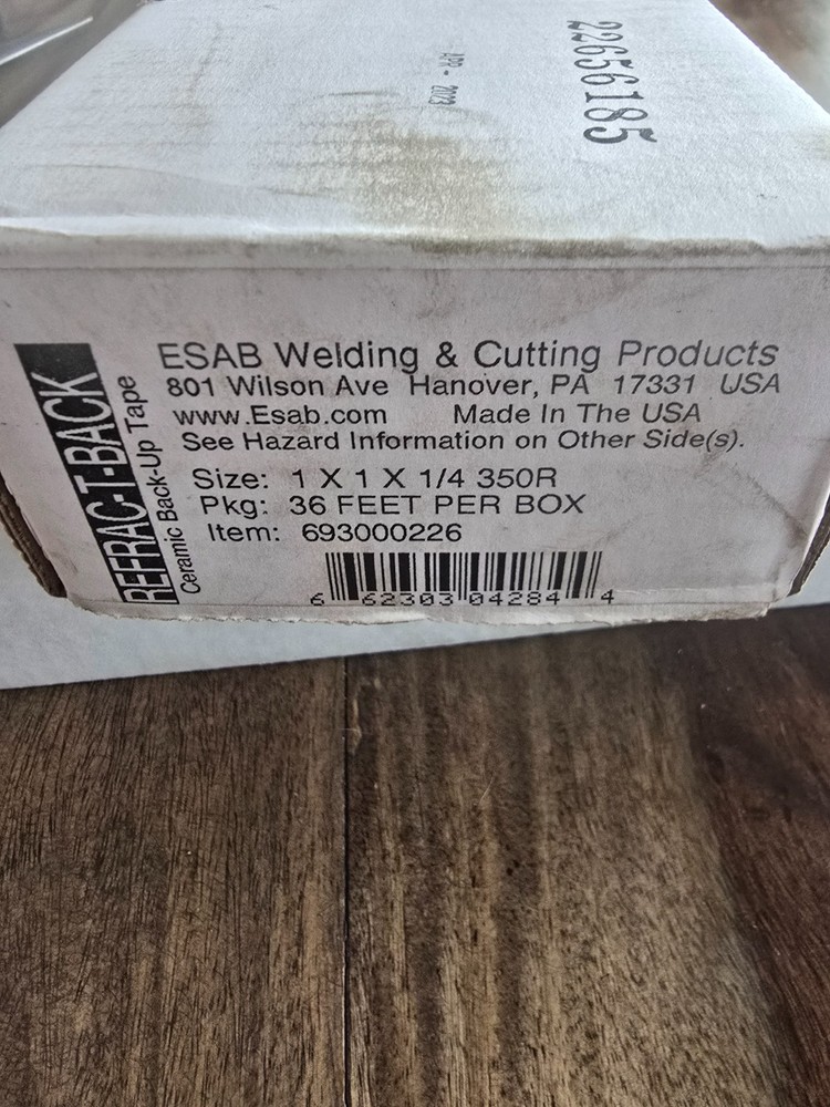 ESAB Refrac-T-Back Ceramic Backup Tape 693000226 1 X 1 X 1/4 36 feet