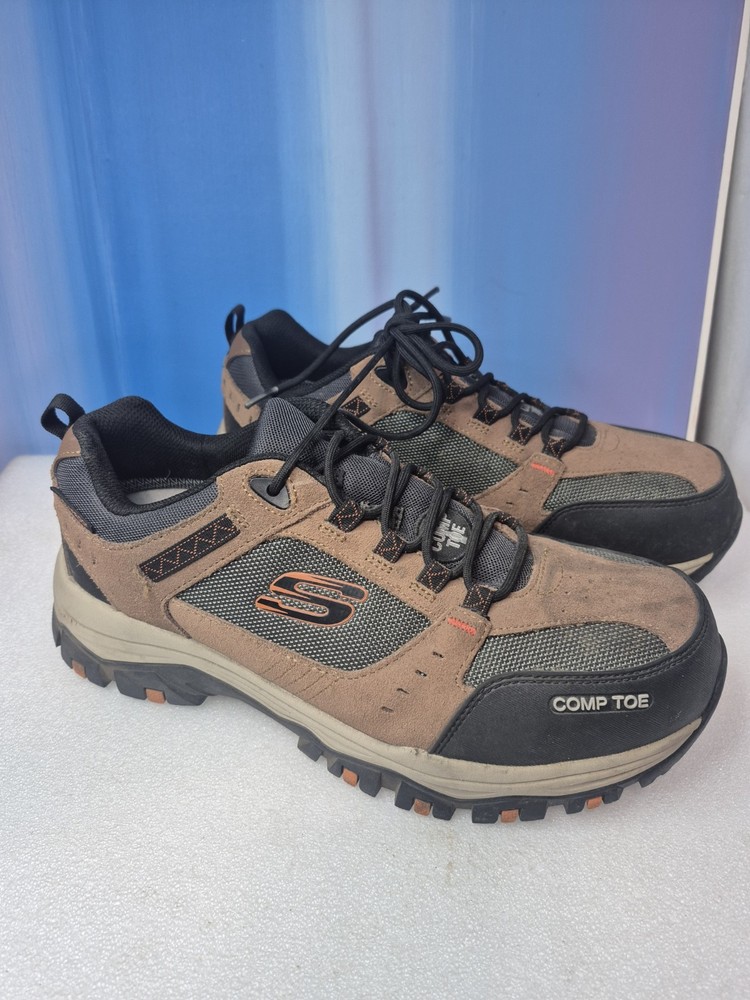 Skechers Greetah Mens 10.5 Brown Black Composite Toe Work Shoes