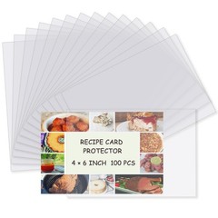100 Pcs 4×6 Inch Clear Recipe Card Protectors Index Card Sleeves for Cookbook