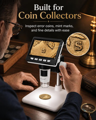 Coin Microscope, 4.3 Inch Digital Microscope 1000X Coin Microscope for Error Coi