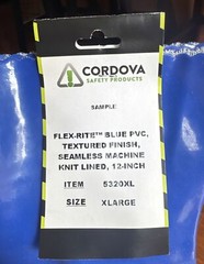 Cordova~5320 Blue PVC Flex-Rite Gloves~ Textured Finish 12 Inch Size: XL NEW!