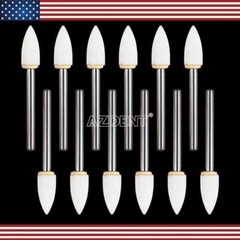 AZDENT Dental Flame Mounted White Stone Polishing Burs FG Abrasion Point Bur