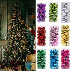 24Pcs/Box Christmas Glitter Ball Ornaments Xmas Tree Ball Hanging Dec 1.18″
