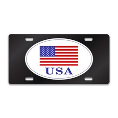 FLAG USA Chrome or Black Acrylic Standard License Plate LP0263