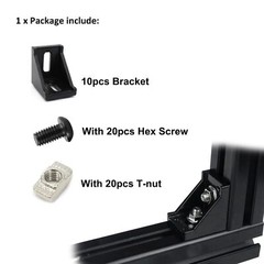 10 Sets 1.5″ x 1.5″ 1515 Series Aluminum Extrusion Profiles Connector Black B…