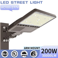 200W LED Parking Lot Shoebox Pole Light Fixture 5000K Daylight With Dusk To Dawn