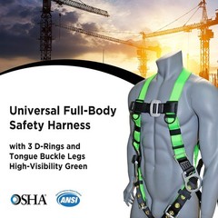 AFP Universal Full-Body Fall Protection Safety Harness w/ 3 D-Rings and Tongue B