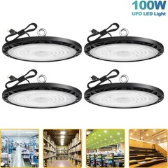 4Pcs 100W UFO Led High Bay Light Industrial Commercial Factory Warehouse 90-277V