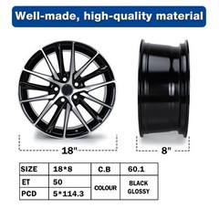 New 18×8 Aluminum Alloy Wheel for Toyota Camry 2021-2023 Machined Black 95093