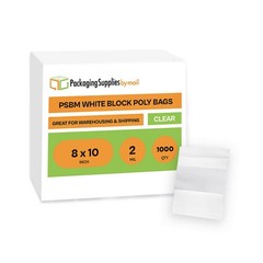 1000 Pcs 8″x10″ 2 Mil Reclosable Bag Writeable White Block Water-Resistant