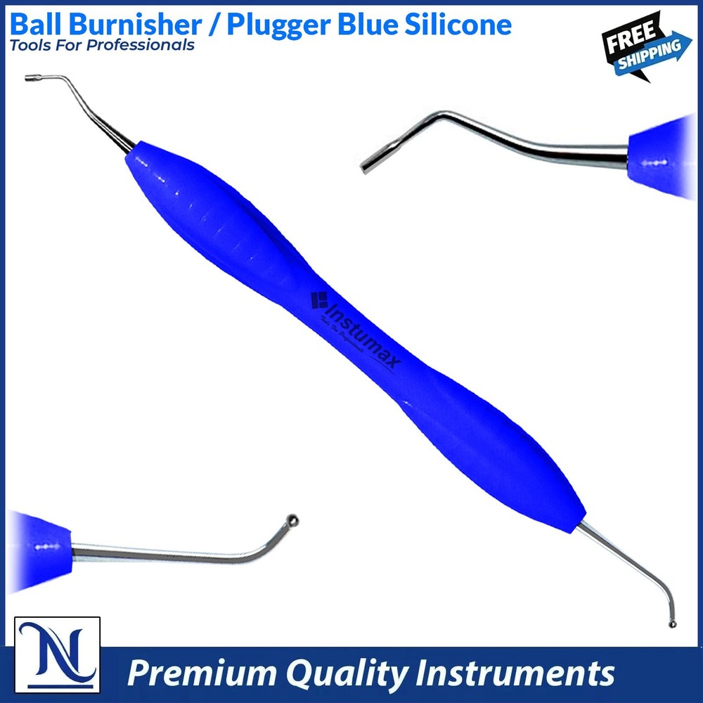 Dental Ball Burnisher Plugger – Blue Silicone Handle, Premium Stainless Steel
