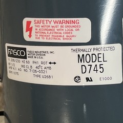 Fasco D745 208/230 HVAC Condenser Fan Motor 1/2 HP Reversable 1075 RPM