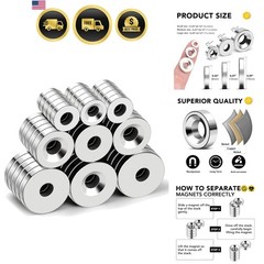 Strong Neodymium Disc Magnets, Rare Earth Magnet with Hole for Kitchen Cabine…