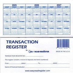 12 Checkbook Transaction Registers 2025-2026-2027 Calendars Check Book Bank …