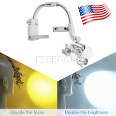 ETERFANT Dental Headband 3.5X Binocular Loupes+5W Dual LED Head Light 2 Leds