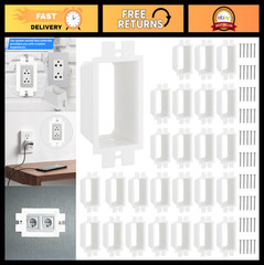25 Pcs 1-Gang Electrical Outlet Box Extenders with Screws – White Power Outlet A