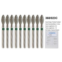 Dental Diamond Football Bur 368/023C Coarse Grit Friction Grip FG High Speed