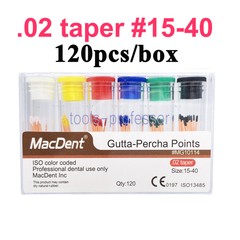 60/120pcs Dental Gutta Percha Points Full Taper 0.02/0.04/0.06 Size 15-40 45-80
