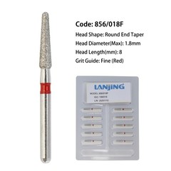 Dental Burs Diamond 856/018F Round End Taper Fine Grit Red FG High Speed Drills