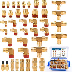 43 PCS Brass DOT Air Brake Line Fittings Assortment Kit, 1/8″ 1/4″ 3/8″ 1/2″