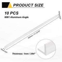 10Pcs 11.81 Inch Aluminum Angle 6061 3/8″x3/8″x3/64″ Angle Aluminum