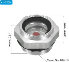 PATIKIL Air Compressor Oil Sight Glass, 3 Pack M20x1.5 Male M20x1.5, Silver