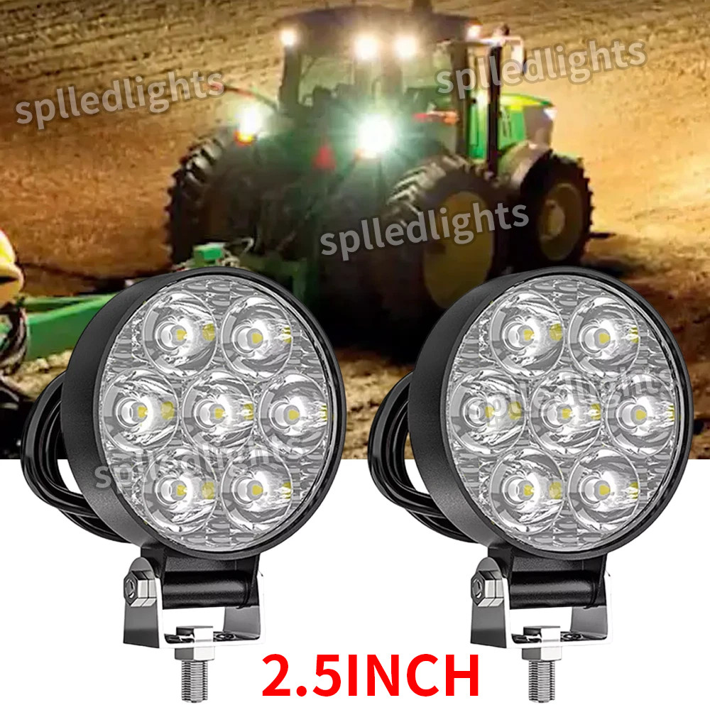 2Pcs 2.5” ROUND LED Work Lights High Beam LED Headlight Fit John Deere Tractor