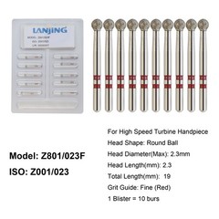 Dental Diamond Burs Zirconia Cutting Bur FG Round End Taper Football Fine Medium