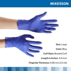 McKesson Confiderm 3.0 Nitrile Exam Glove Standard Cuff Length LARGE 250 per Box