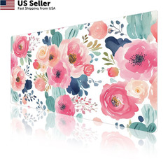 Colorful Star Large Mouse Pad, 31.5L x 15.7W inches, Watercolor Pink Flower