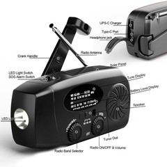 Solar Emergency Hand Crank NOAA Weather Radio with AM/FM, 2000mAh USB Phone Char