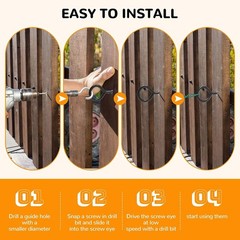 4 Pack 5 Heavy Duty Eye Hooks – Screw-in Hooks for Hanging, Tie-Downs, Outdoor U
