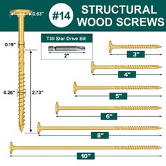 #14 x 3 Inch Wood Structural Lag Screws 54Pcs Star Drive Decking Wood Screws,…