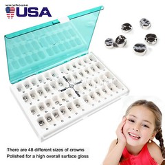 48 Sizes Dental Kids Primary Molar Crowns Stainless Steel Pediatric Crown Kit