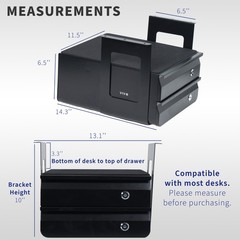 VIVO Black Under Desk Lockable Pull Out Storage Drawers, Workspace Organizer