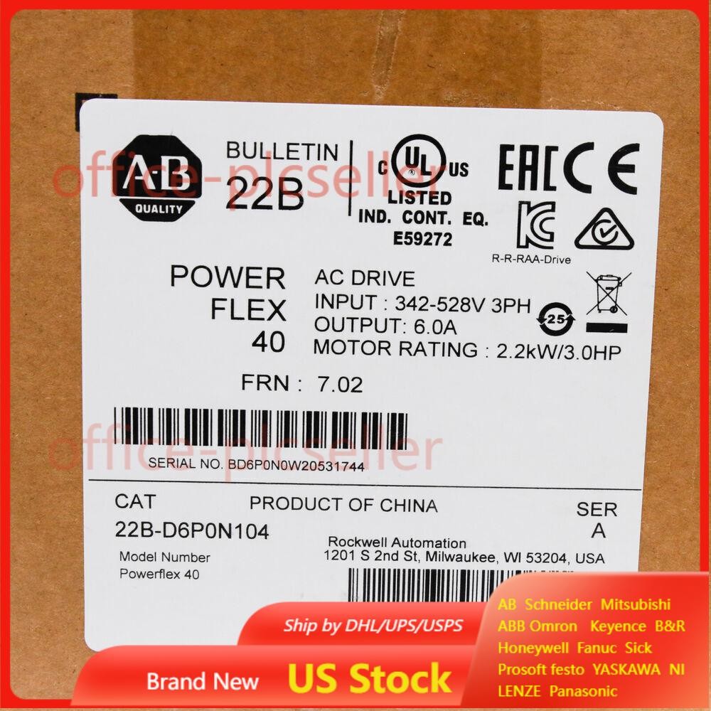 New AB 22B-D6P0N104 Powerflex 40 AC Drive 3.0Hp 2.2kW 22BD6P0N104 US Free Tax