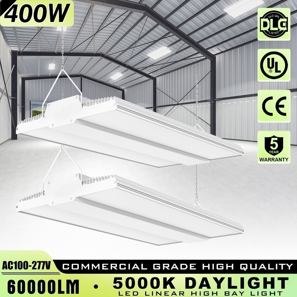 2PACK 400W LED Linear High Bay Light Commercial Hanging Fixture 60000LM 100-277V