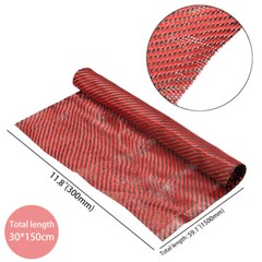 30cmx150cm Durable Carbon Fiber Black Red Mixed Cloth Fabric Twill Aramid 200gsm
